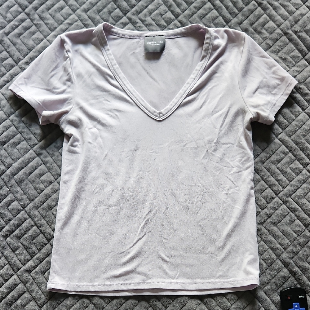 Olivia Rae Pastel Purple V-Neck Tee